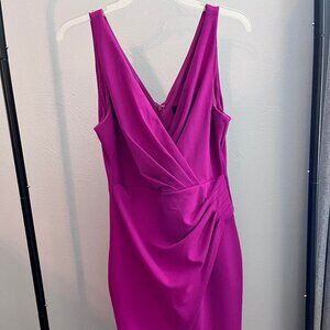 GUESS V-Neck Sleeveless Asymmetrical Dress Women's 8 Fuchsia Back Zip Closure